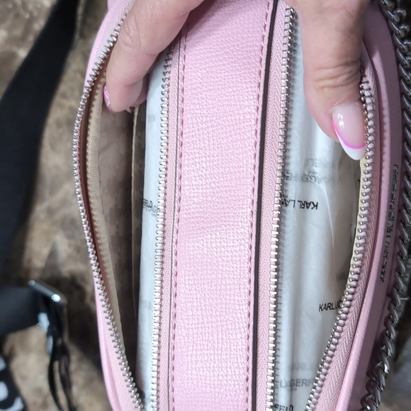 Karl Lagerfeld Pink Crossbody Bag with Silver Accents - Picture 5 of 8